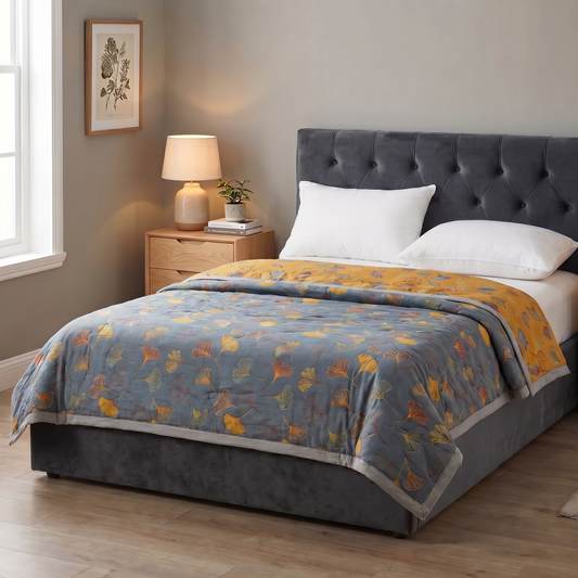 Ginkgo Leaf Collection | Cozy Throw Blanket with Reversible Design
