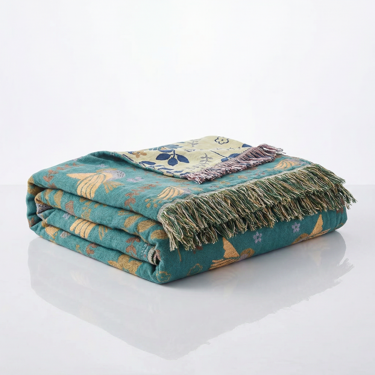 Reversible Cotton Throw Blanket with Bird Design | Cozy Home Decor for Ultimate Comfort