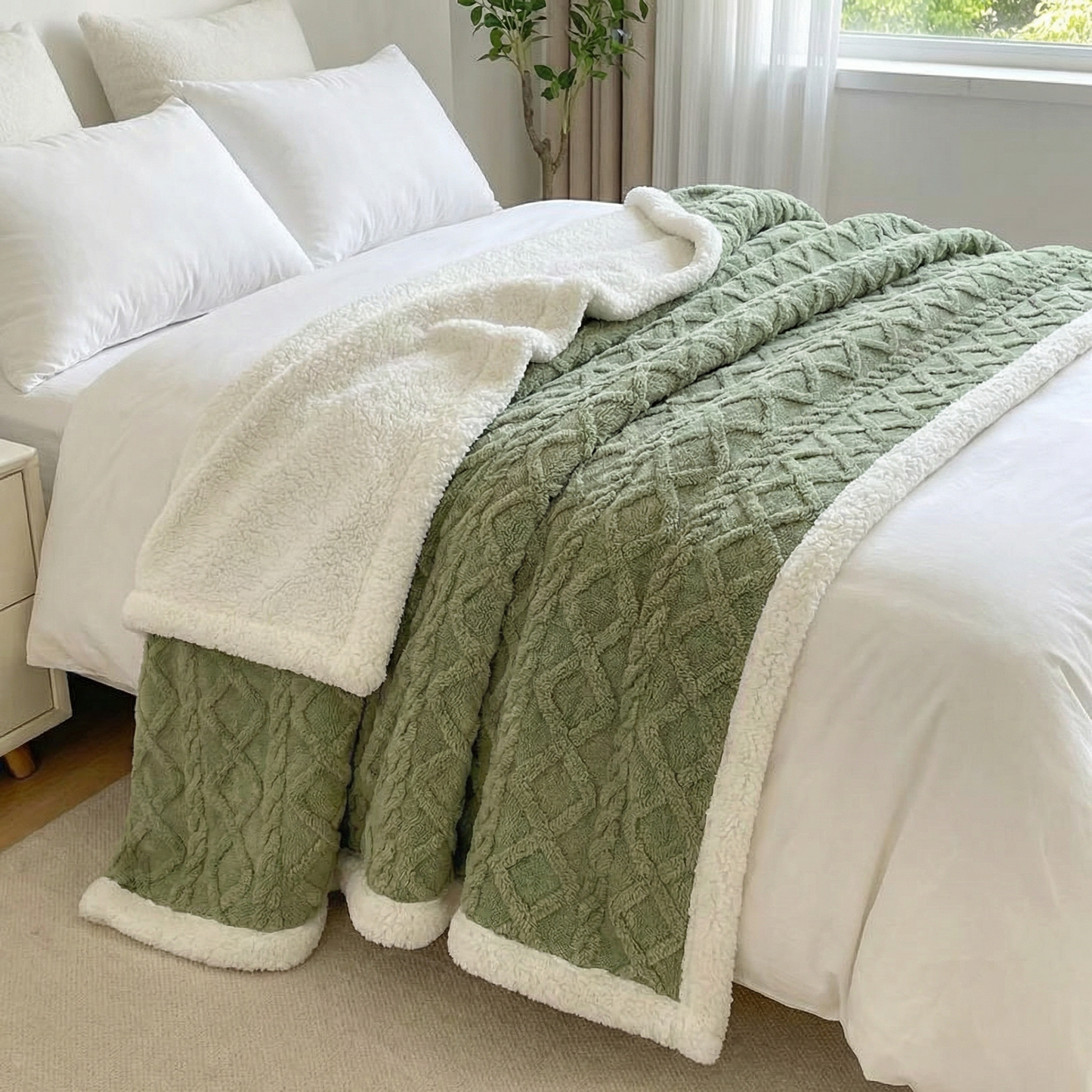 Reversible Sherpa Blanket with Plush Fleece | Lightweight & Breathable Comfort for All Seasons
