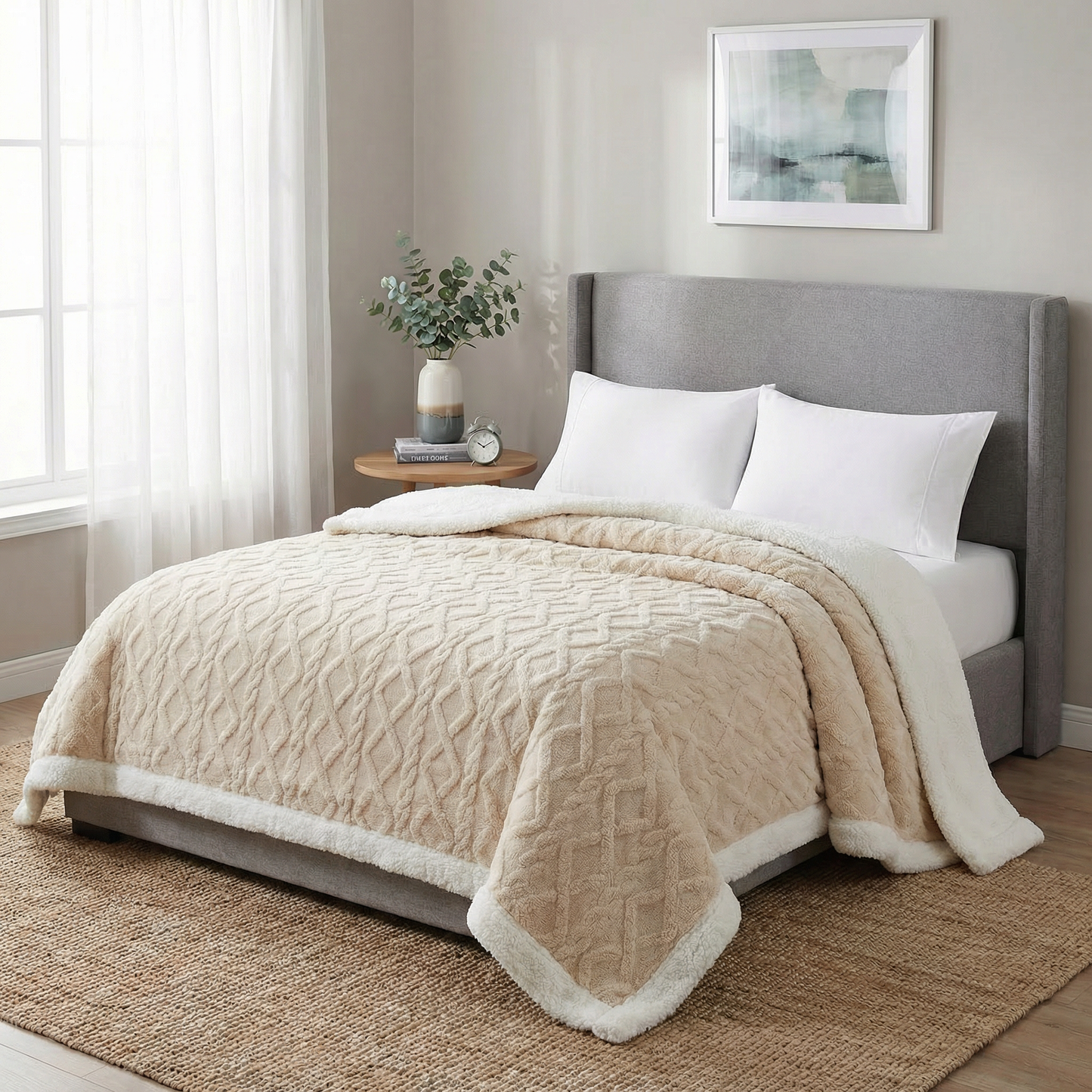 Reversible Sherpa Blanket with Plush Fleece | Lightweight & Breathable Comfort for All Seasons