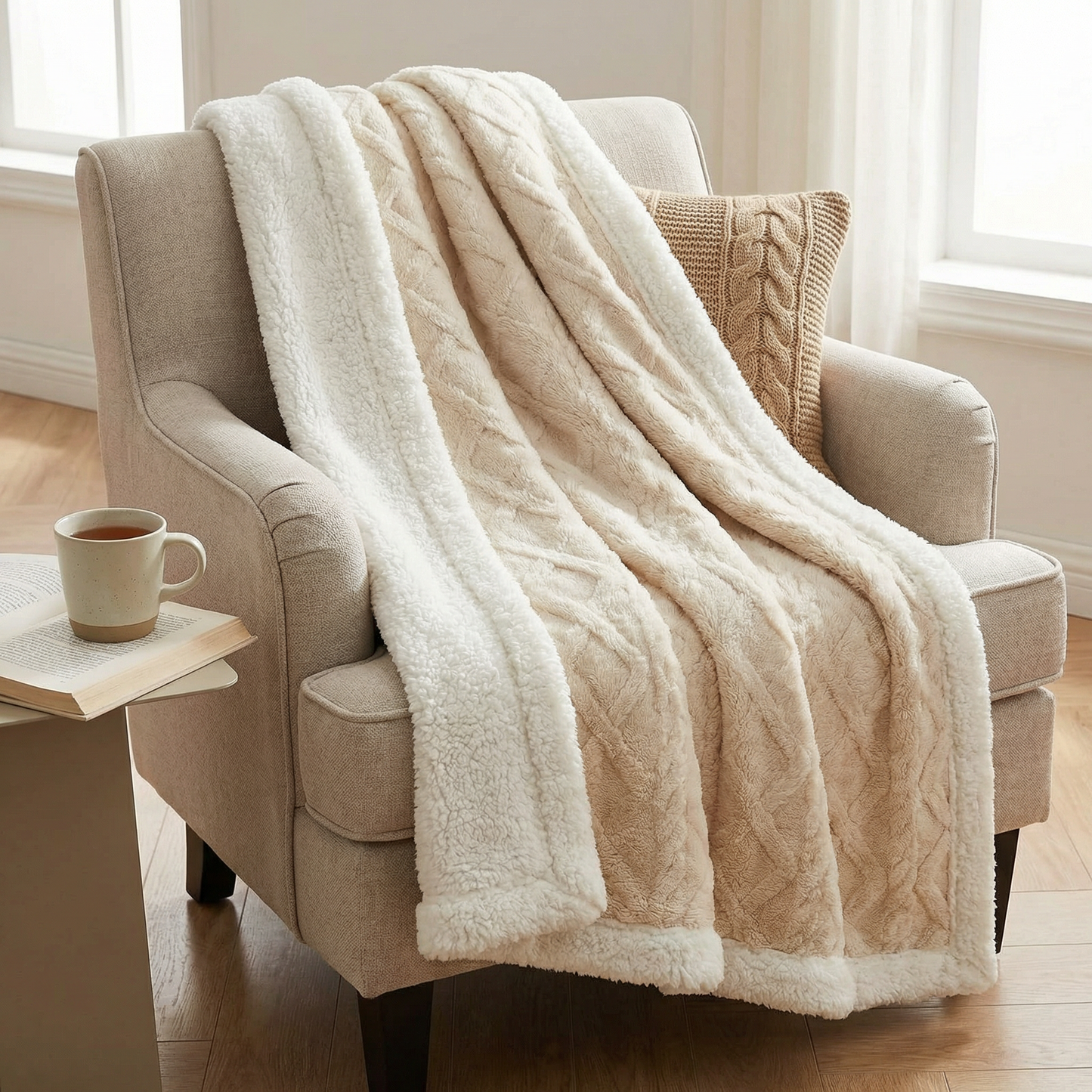 Reversible Sherpa Blanket with Plush Fleece | Lightweight & Breathable Comfort for All Seasons