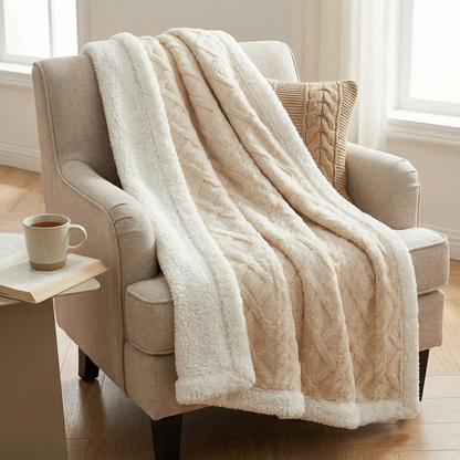 Reversible Sherpa Blanket with Plush Fleece | Lightweight & Breathable Comfort for All Seasons