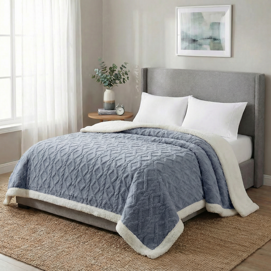 Reversible Sherpa Blanket with Plush Fleece | Lightweight & Breathable Comfort for All Seasons