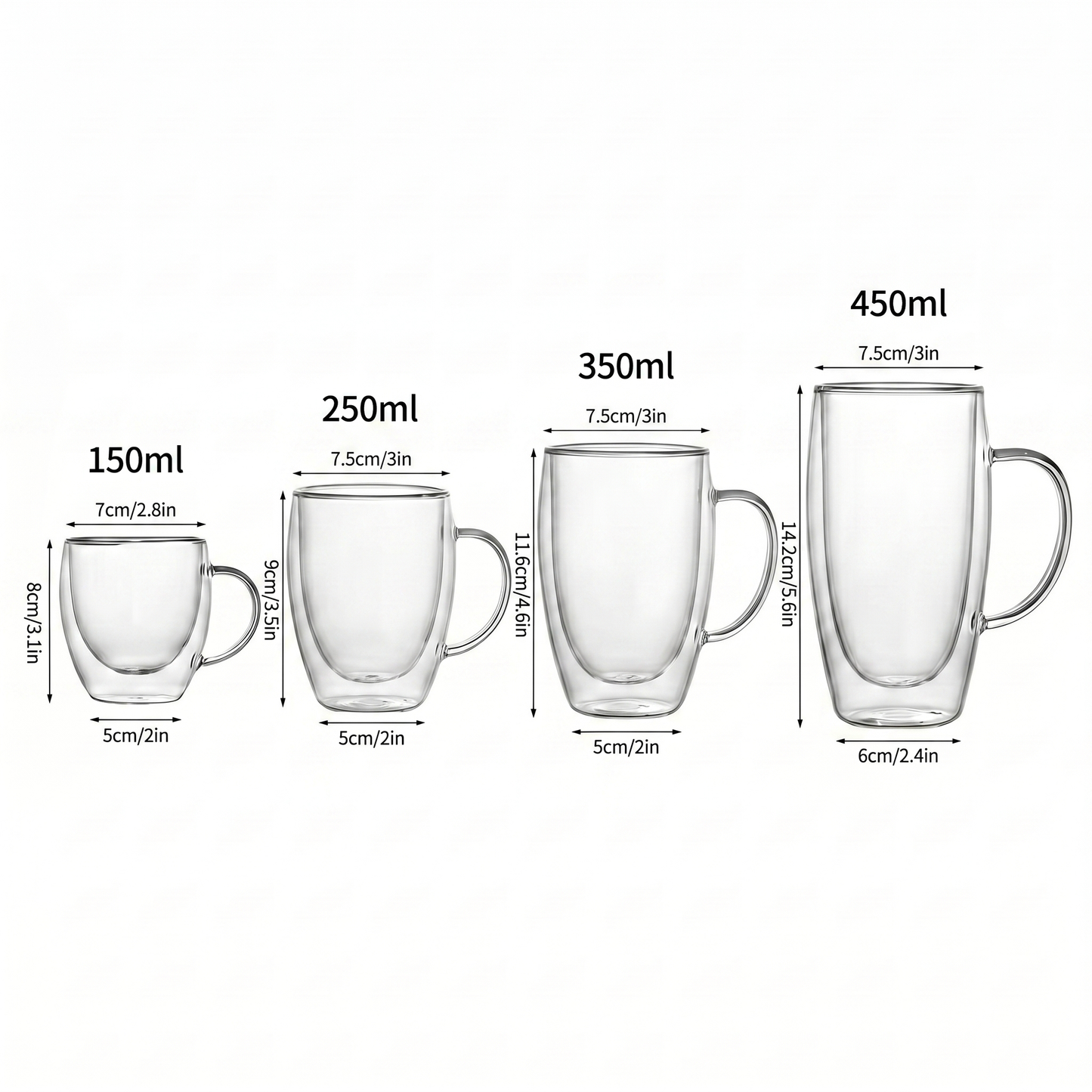 Heat-Resistant Double Wall Glass Cups Set