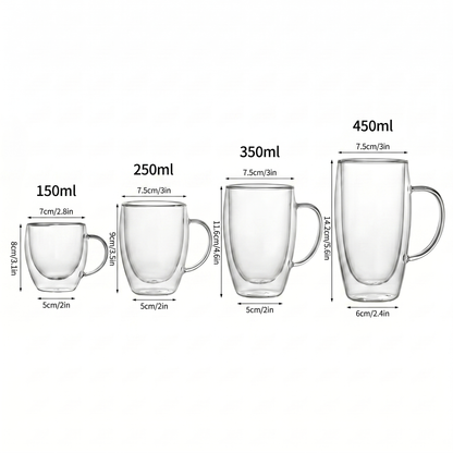 Heat-Resistant Double Wall Glass Cups Set