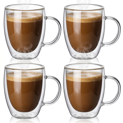 Heat-Resistant Double Wall Glass Cups Set