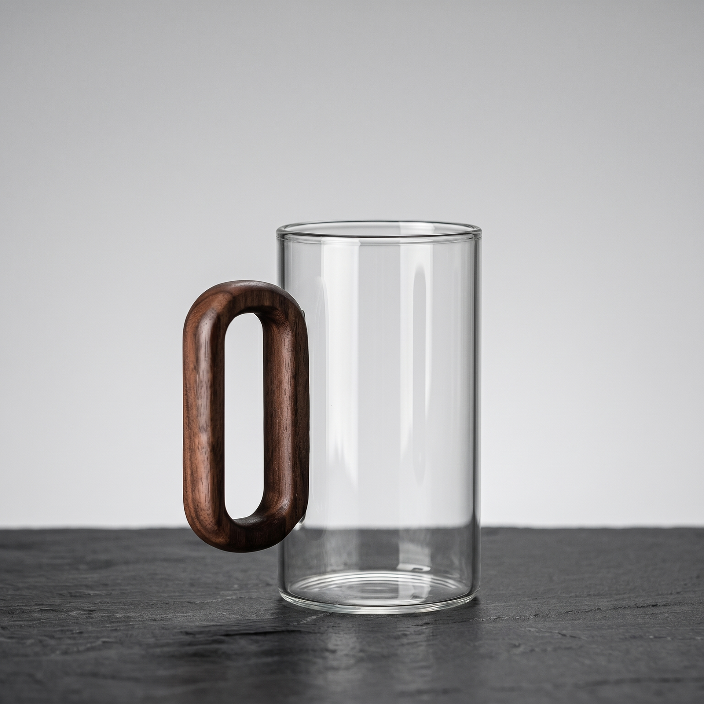 Elegant Glass Mugs with Heat-Resistant Wooden Handle