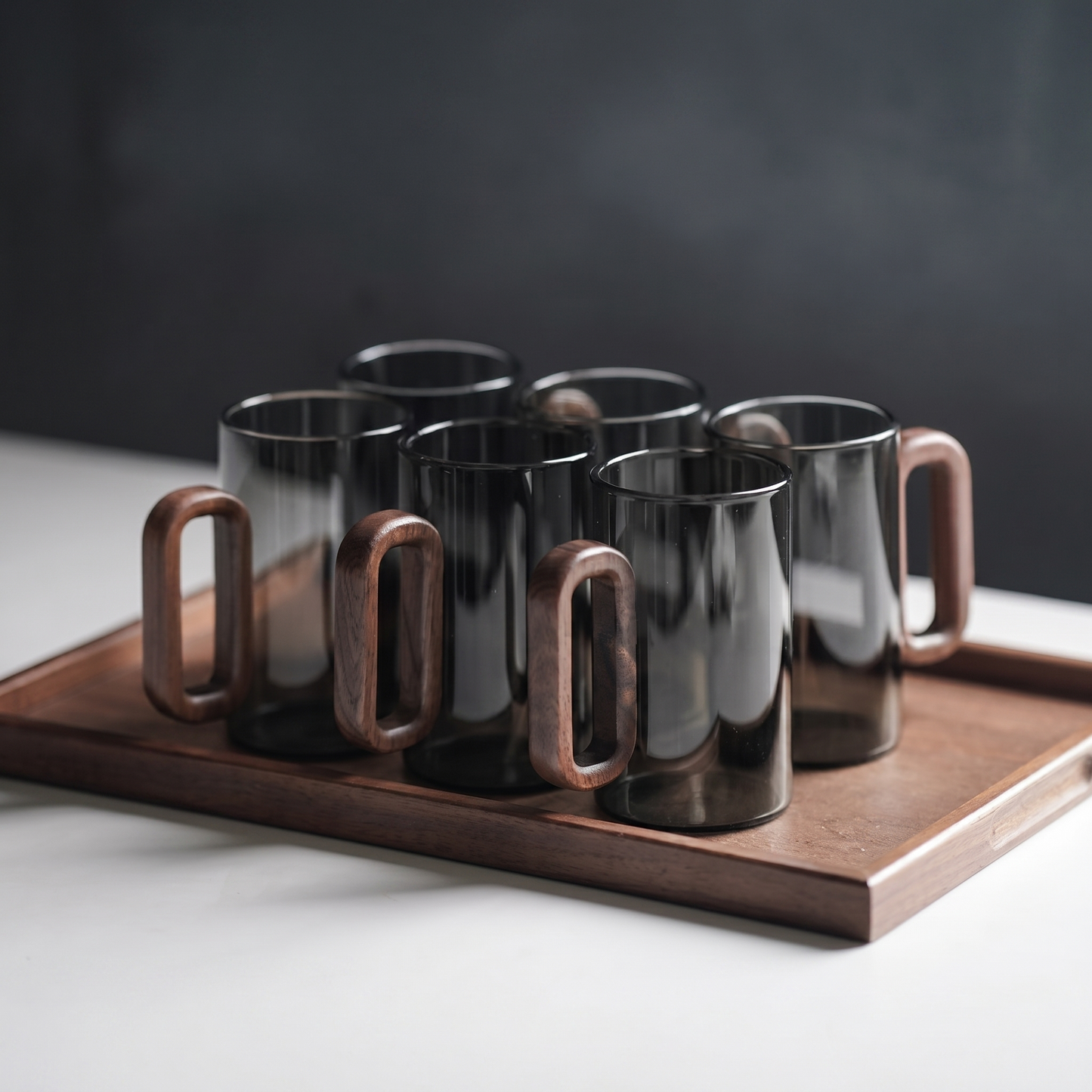 Elegant Glass Mugs with Heat-Resistant Wooden Handle