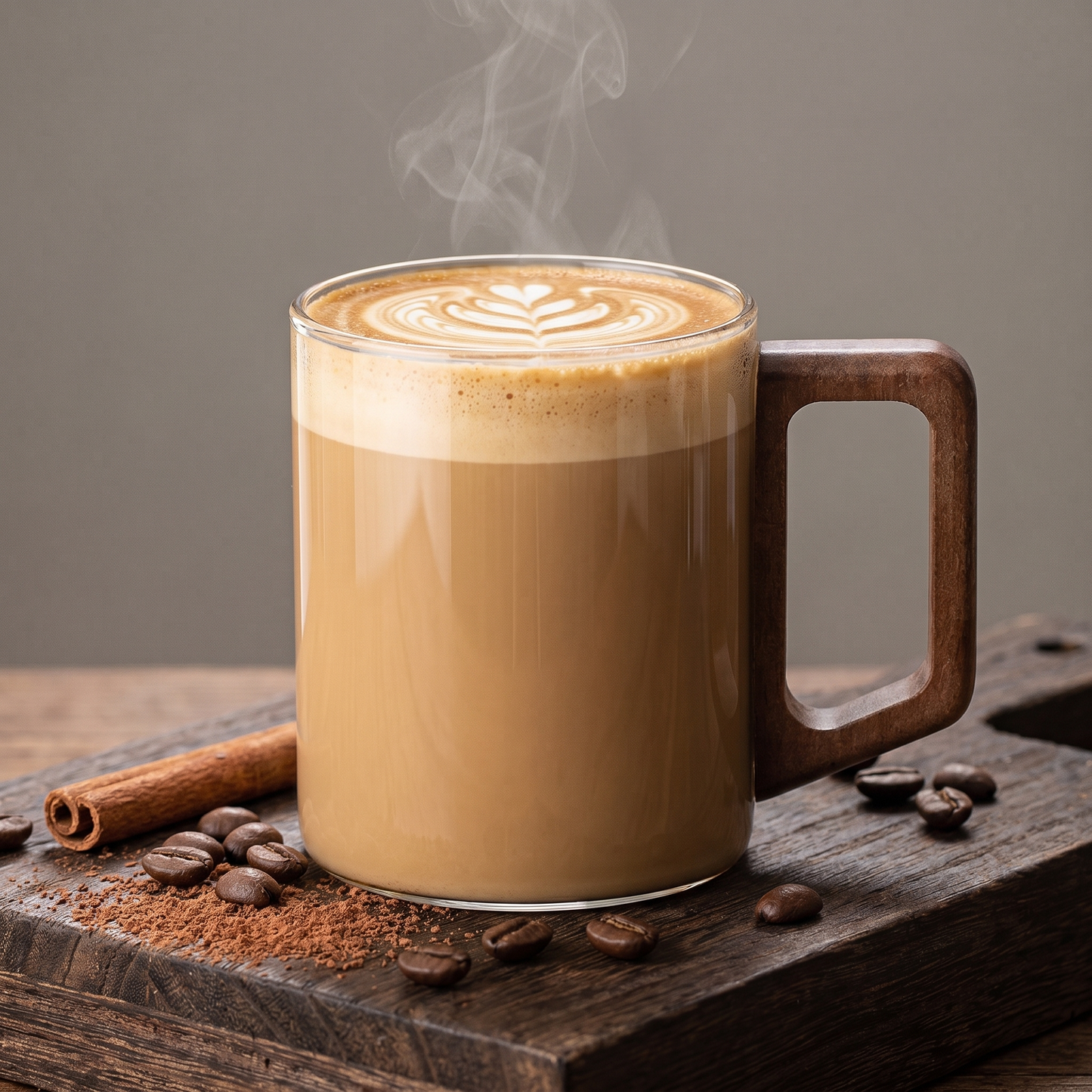 400ml Elegant Glass Tea Mug with Walnut Handle