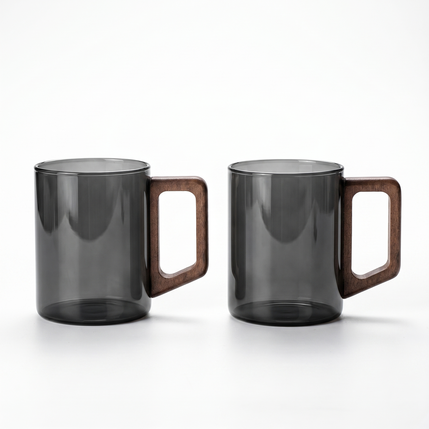 400ml Elegant Glass Tea Mug with Walnut Handle