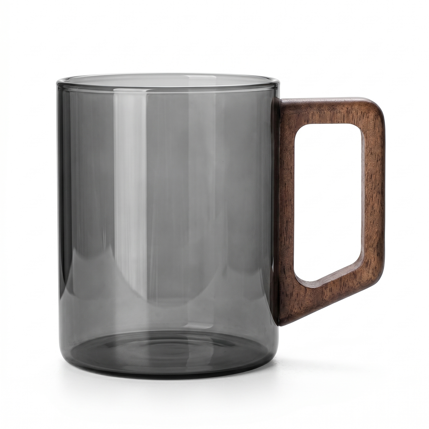 400ml Elegant Glass Tea Mug with Walnut Handle
