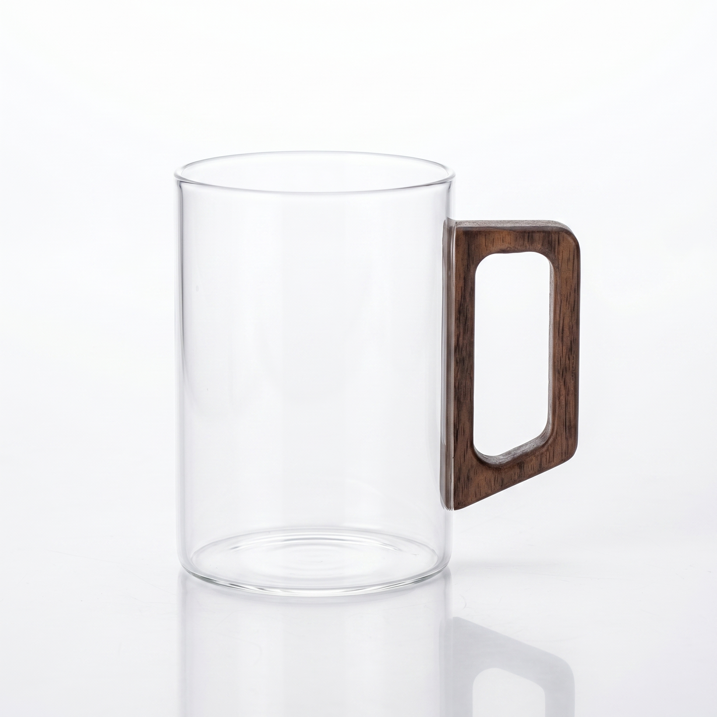 400ml Elegant Glass Tea Mug with Walnut Handle