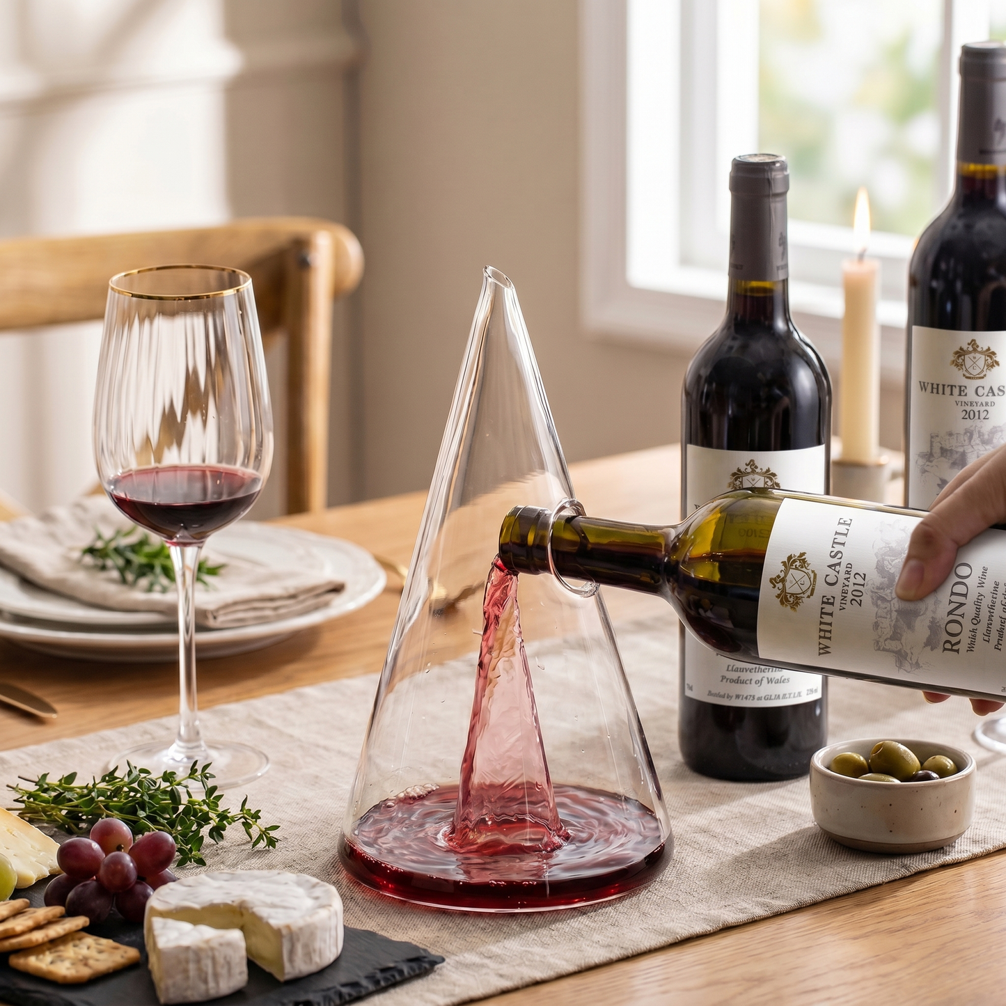 Elegant Glass Cone Wine Decanter with Optimal Aeration