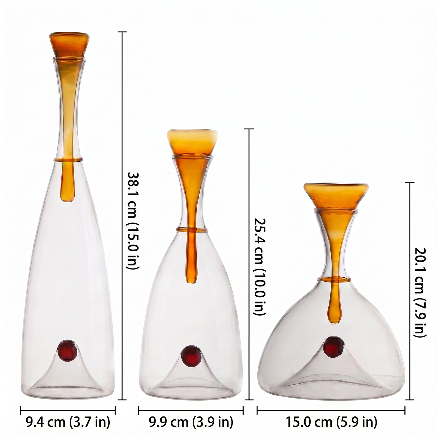 Elegant Hand-Blown Glass Carafe with Sculptural Stopper
