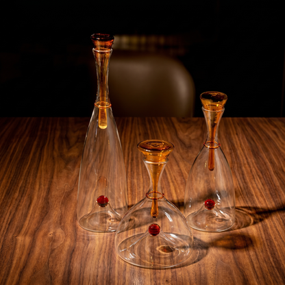 Elegant Hand-Blown Glass Carafe with Sculptural Stopper