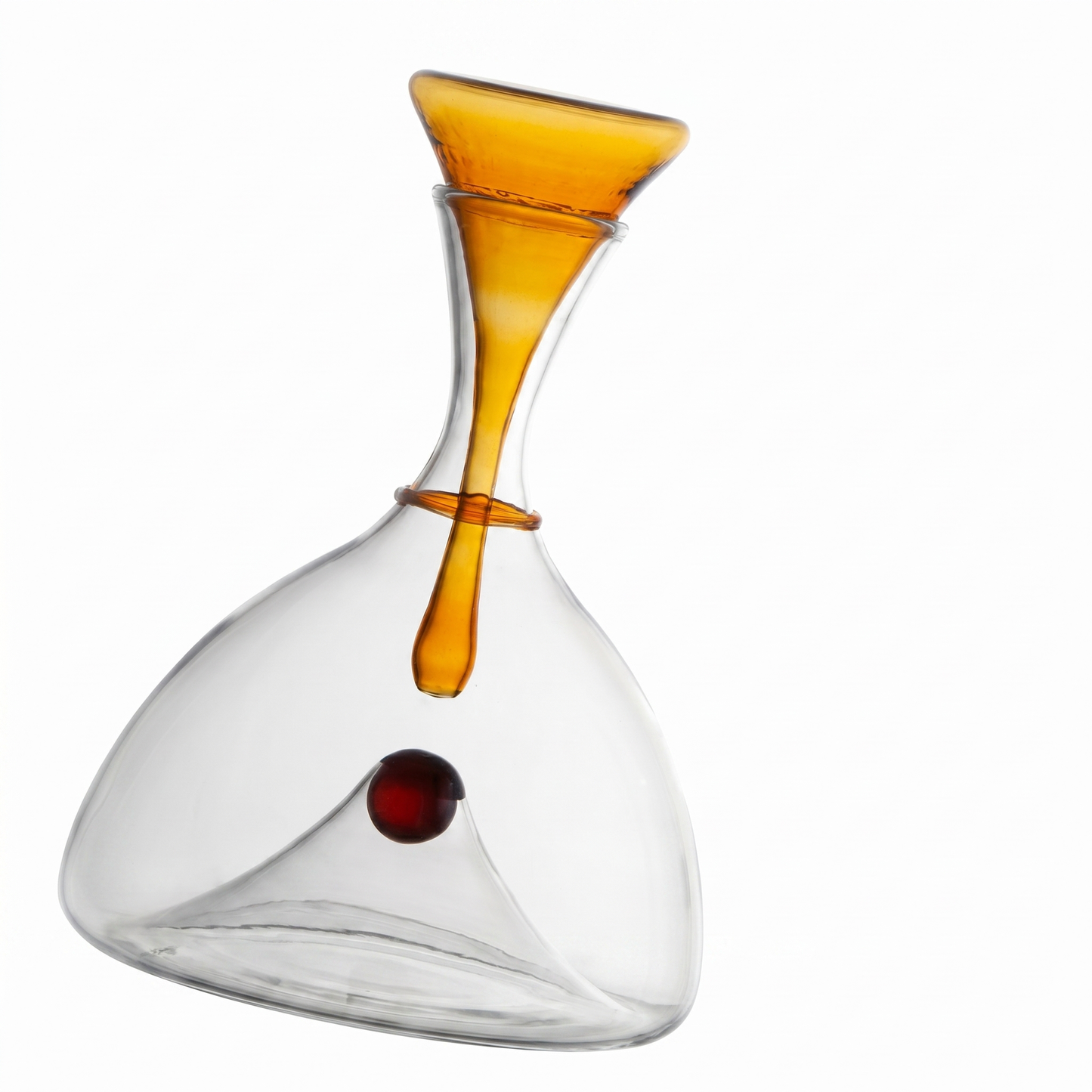 Elegant Hand-Blown Glass Carafe with Sculptural Stopper