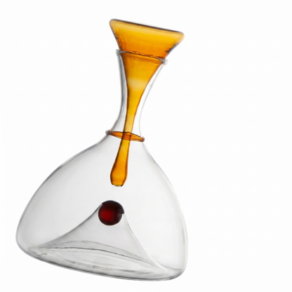 Elegant Hand-Blown Glass Carafe with Sculptural Stopper