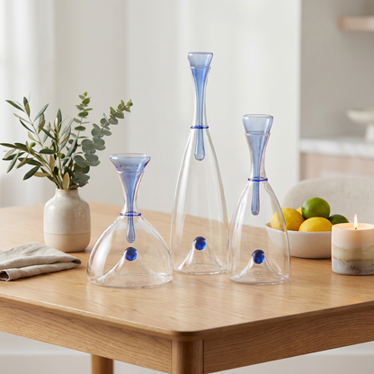 Elegant Hand-Blown Glass Carafe with Sculptural Stopper