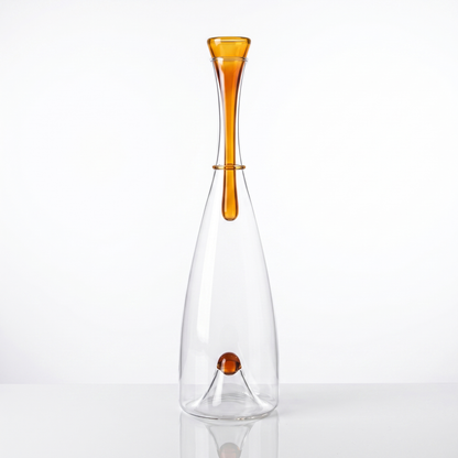 Elegant Hand-Blown Glass Carafe with Sculptural Stopper