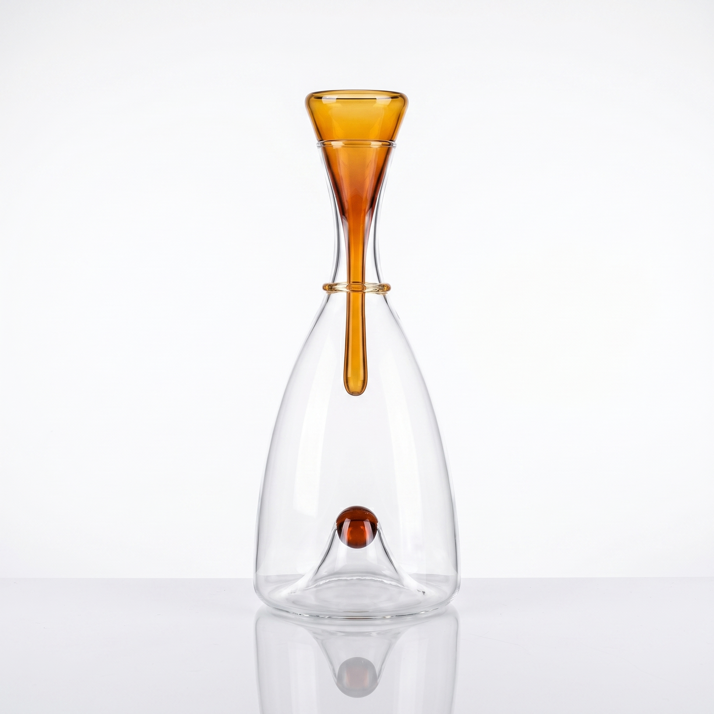 Elegant Hand-Blown Glass Carafe with Sculptural Stopper