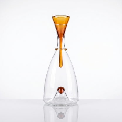 Elegant Hand-Blown Glass Carafe with Sculptural Stopper