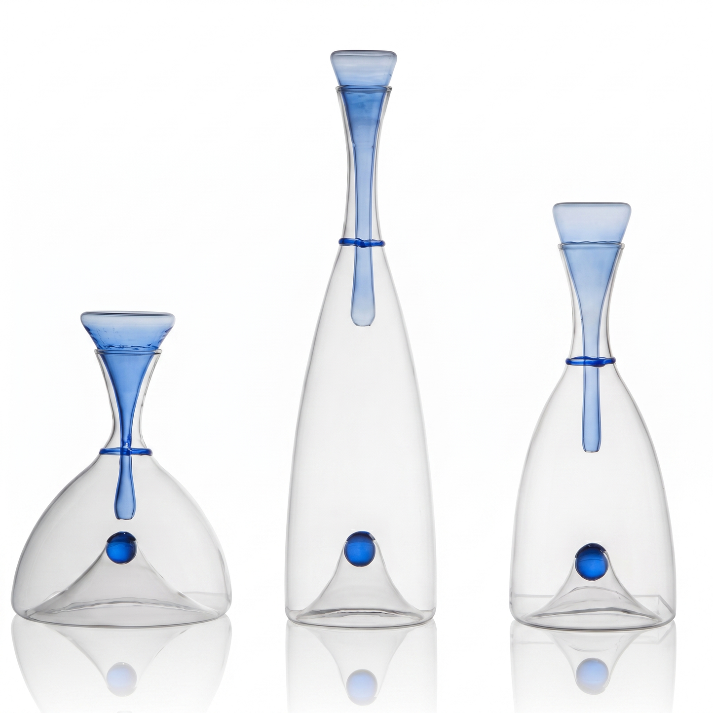 Elegant Hand-Blown Glass Carafe with Sculptural Stopper