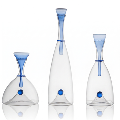 Elegant Hand-Blown Glass Carafe with Sculptural Stopper