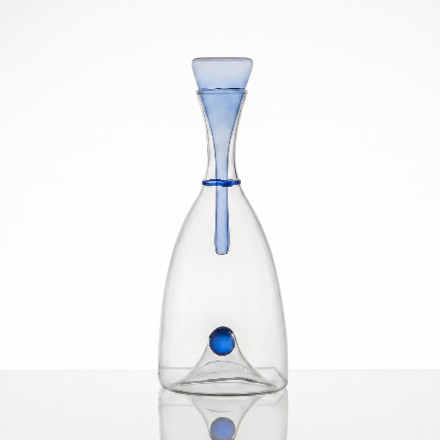 Elegant Hand-Blown Glass Carafe with Sculptural Stopper