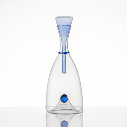 Elegant Hand-Blown Glass Carafe with Sculptural Stopper