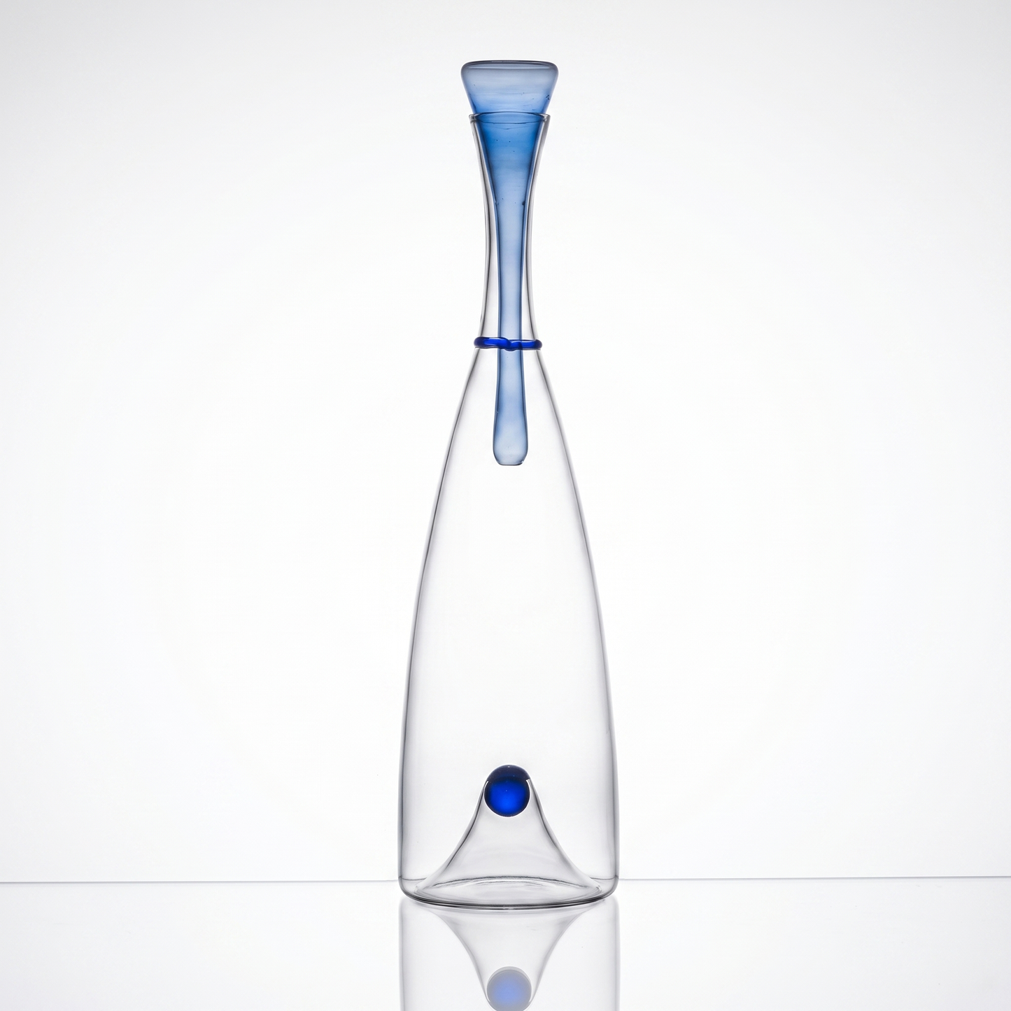 Elegant Hand-Blown Glass Carafe with Sculptural Stopper