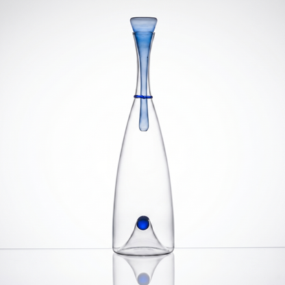 Elegant Hand-Blown Glass Carafe with Sculptural Stopper