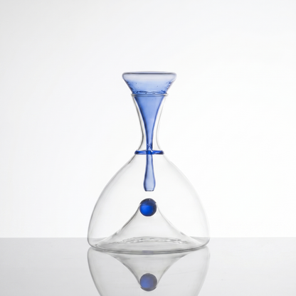 Elegant Hand-Blown Glass Carafe with Sculptural Stopper