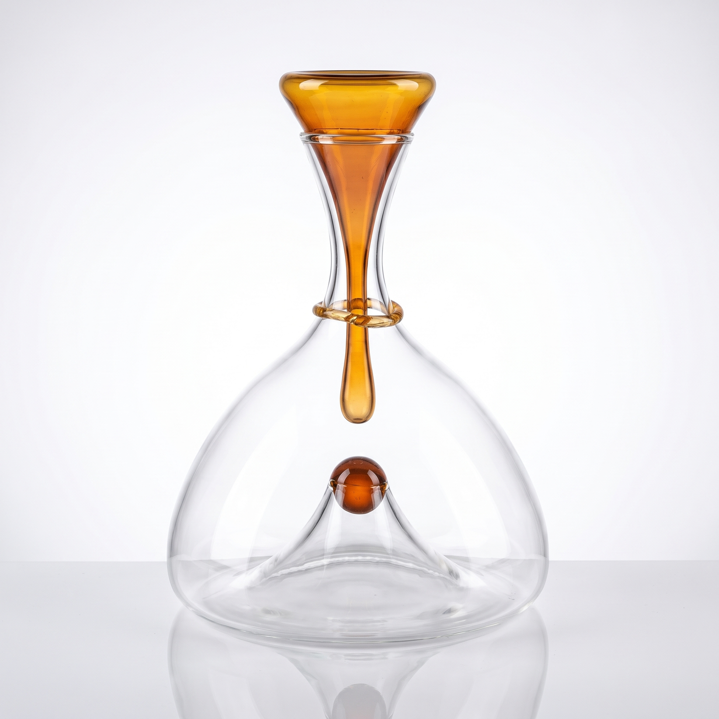 Elegant Hand-Blown Glass Carafe with Sculptural Stopper