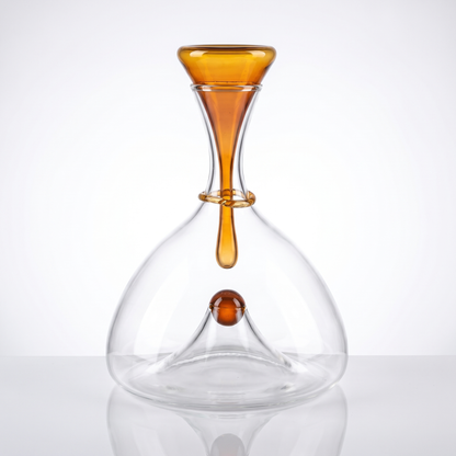 Elegant Hand-Blown Glass Carafe with Sculptural Stopper