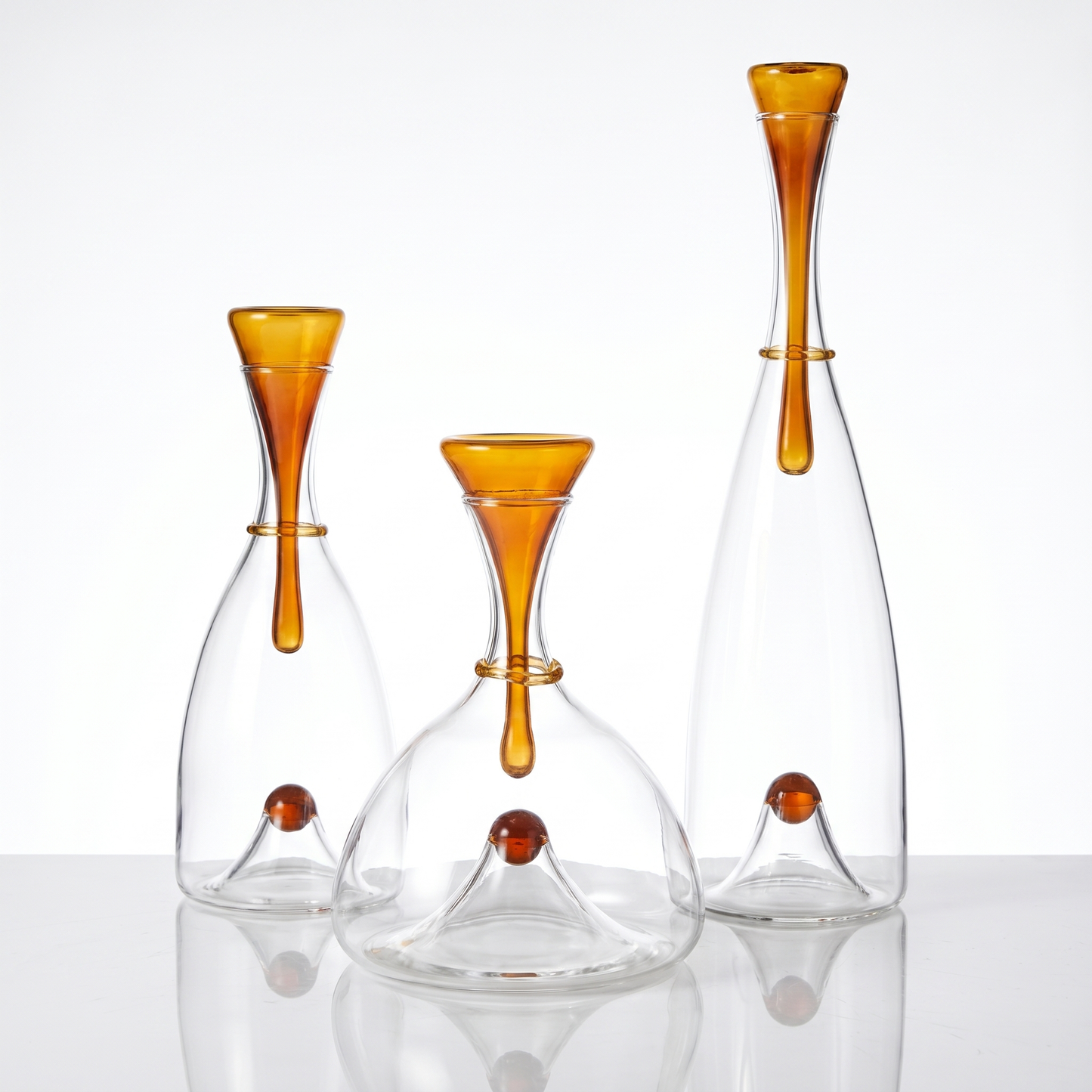 Elegant Hand-Blown Glass Carafe with Sculptural Stopper