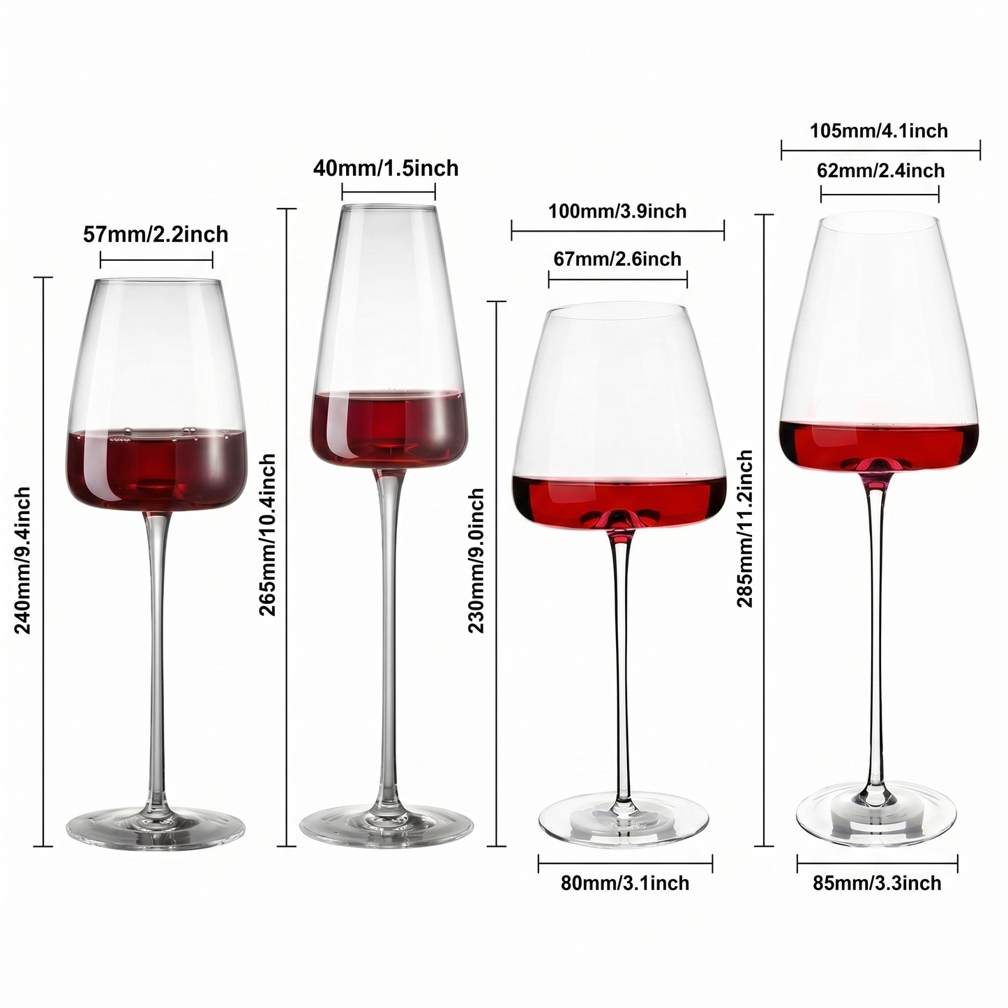 Elegant Crystal Wine Glasses Set with Exceptional Clarity for Sophisticated Dining