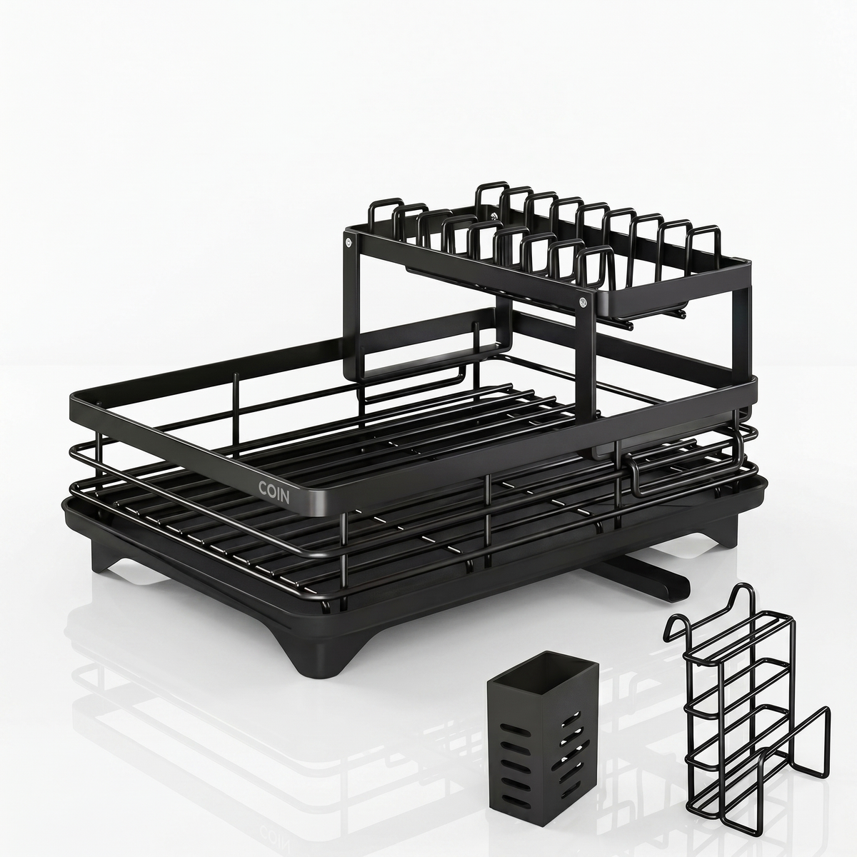 2-Tier Compact Dish Drying Rack for Countertop Kitchen Storage