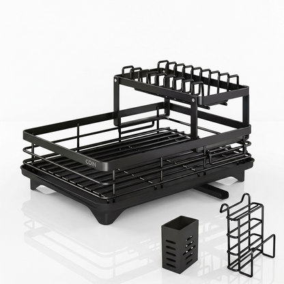 2-Tier Compact Dish Drying Rack for Countertop Kitchen Storage