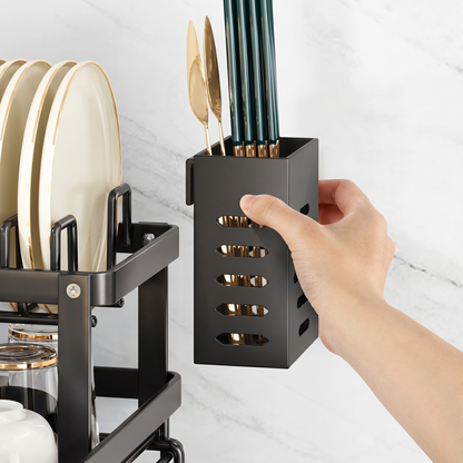 2-Tier Compact Dish Drying Rack for Countertop Kitchen Storage