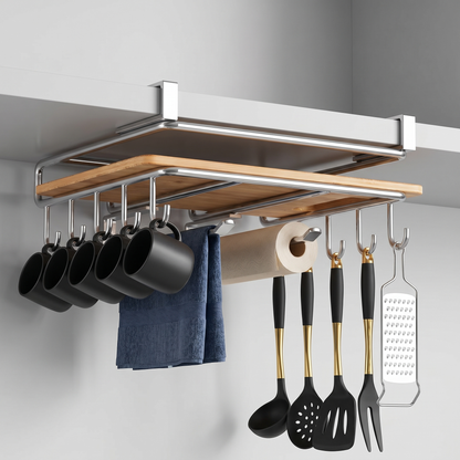 Under-Shelf Kitchen Storage Rack with 2-Tier Stainless Steel Design