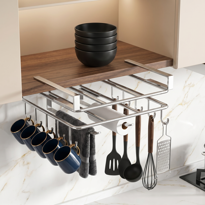 Under-Shelf Kitchen Storage Rack with 2-Tier Stainless Steel Design
