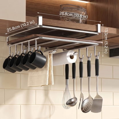 Under-Shelf Kitchen Storage Rack with 2-Tier Stainless Steel Design