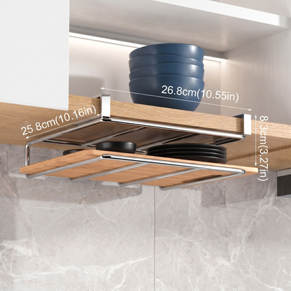 Under-Shelf Kitchen Storage Rack with 2-Tier Stainless Steel Design