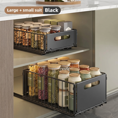 Pull-Out Kitchen Cabinet Storage Rack for Snacks, Jars and Pantry Items