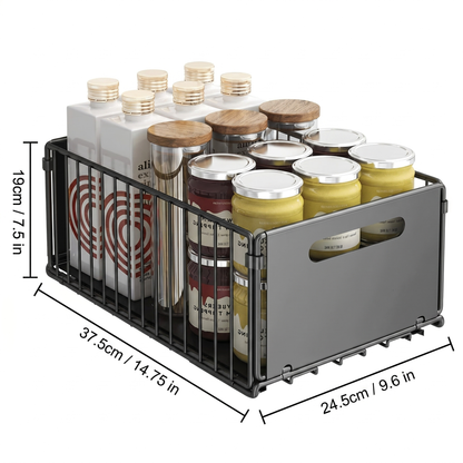 Pull-Out Kitchen Cabinet Storage Rack for Snacks, Jars and Pantry Items
