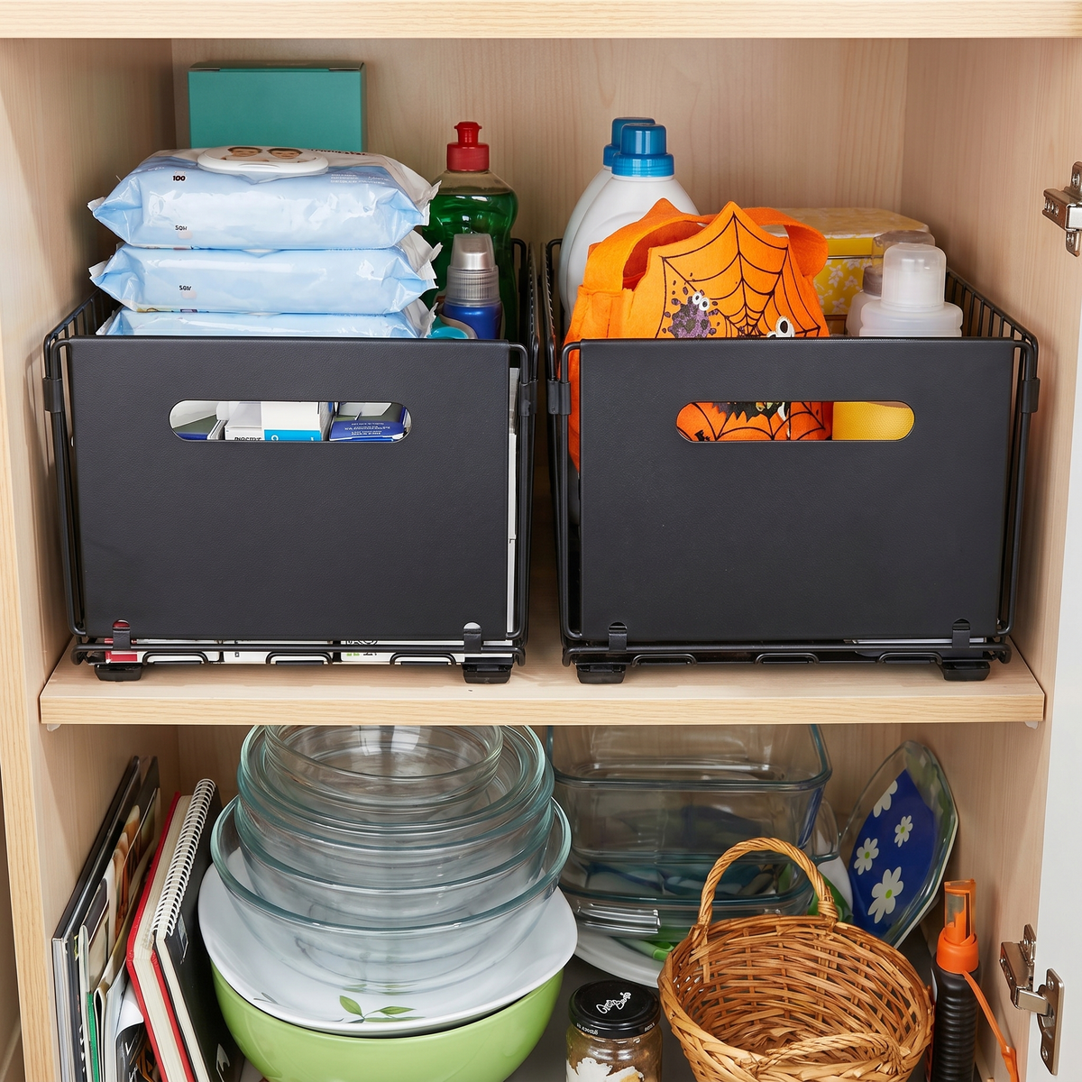 Pull-Out Kitchen Cabinet Storage Rack for Snacks, Jars and Pantry Items
