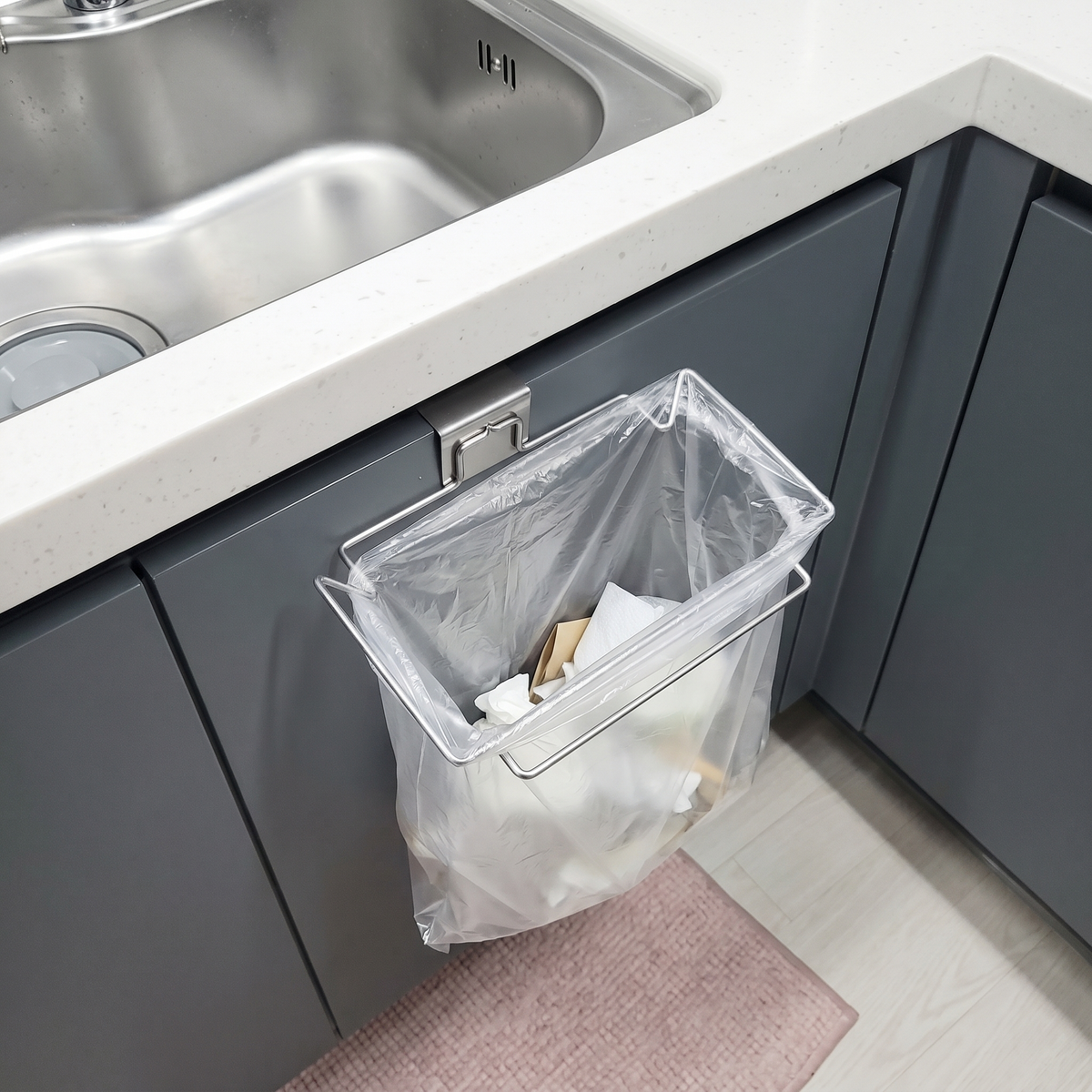 Over-Cabinet Hanging Kitchen Rack for Bags, Towels and Small Items