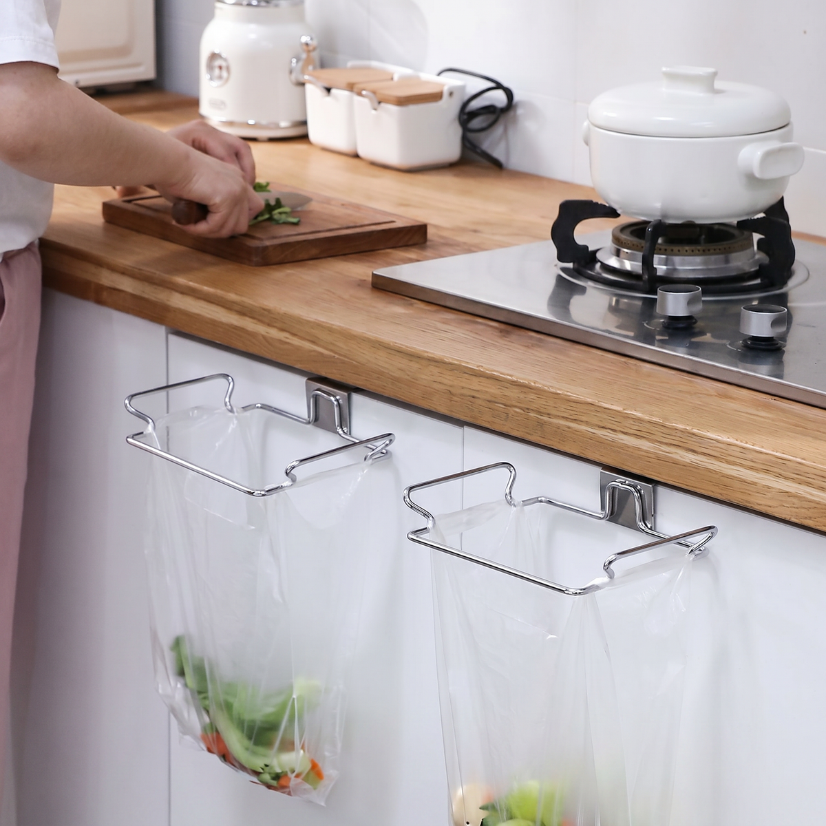 Over-Cabinet Hanging Kitchen Rack for Bags, Towels and Small Items