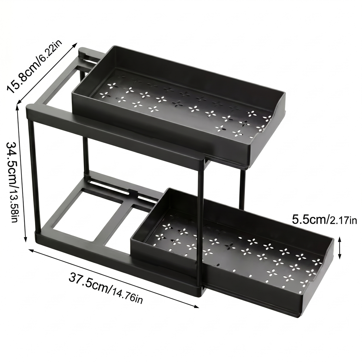 2-Tier Pull-Out Organizer Rack for Under-Sink Storage