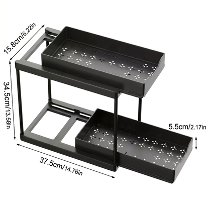 2-Tier Pull-Out Organizer Rack for Under-Sink Storage
